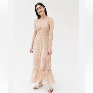 Urban outfitters sparklers floral chiffon midi dress size small fairy garden